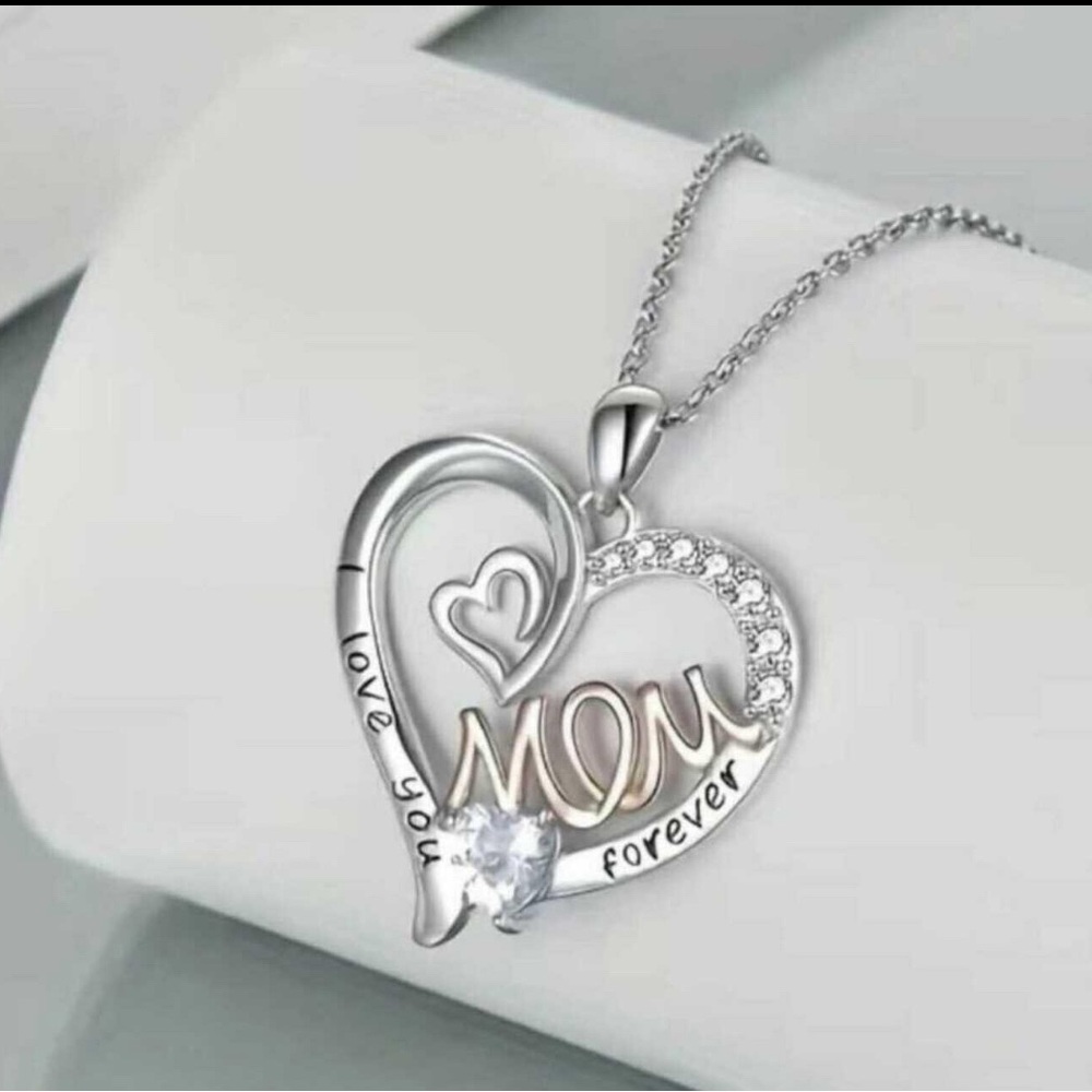 Mom Double Heart Rhinestone Heart-shaped‎ Necklace